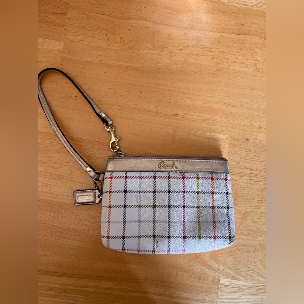 Coach Tattersall Plaid Wristlet - Picture 2 of 14